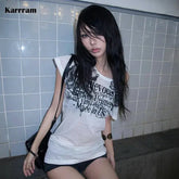 Y2K Sheer Tattoo Print T-Shirt - Grunge Harajuku Aesthetic Mesh Crop Top
