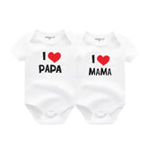 Kiddiezoom 2 Pack I Love Papa Mama Baby Bodysuits 100% Cotton Soft Newborn Onesies for Boys and Girls