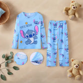 Kids Stitch Character Pajama Set - 2-Piece Long Sleeve Sleepwear for Boys & Girls - Beige / 8(90-100cm)