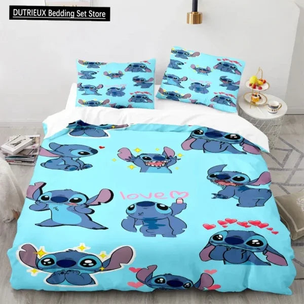 Kids Kawaii Stitch Cartoon Bedding Set - Duvet Cover & Pillowcase - Himpall