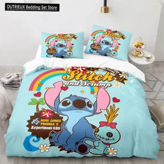 Kids Kawaii Stitch Cartoon Bedding Set - Duvet Cover & Pillowcase - Himpall