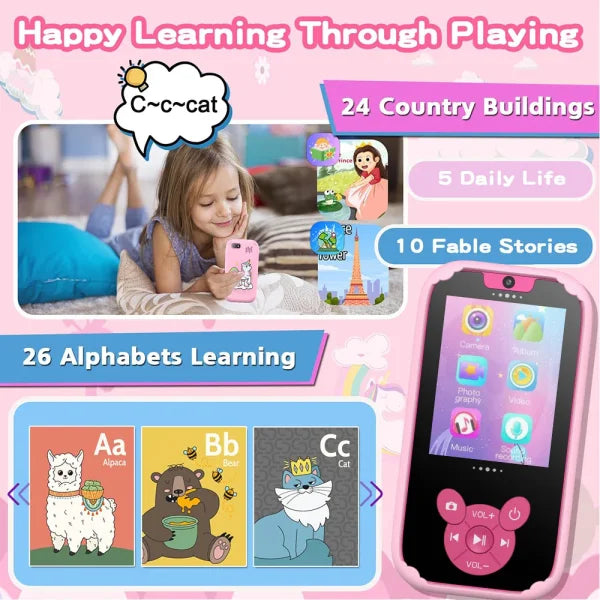 Kids Smart Phone Educational Toy with Dual Camera and Music Player - Himpall
