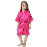 Kids Solid Satin Rayon Kimono Robe Bridesmaid Solid Bathrobe Children Nightgown Sleepwear Dressing Gown