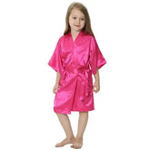 Kids Silk-Satin Kimono Robe - Soft Bathrobe for Flower Girls Spa Parties & Sleepwear