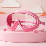 Kids Swimming Goggles Big Frame Multi-color HD View Beach Function - Pink08