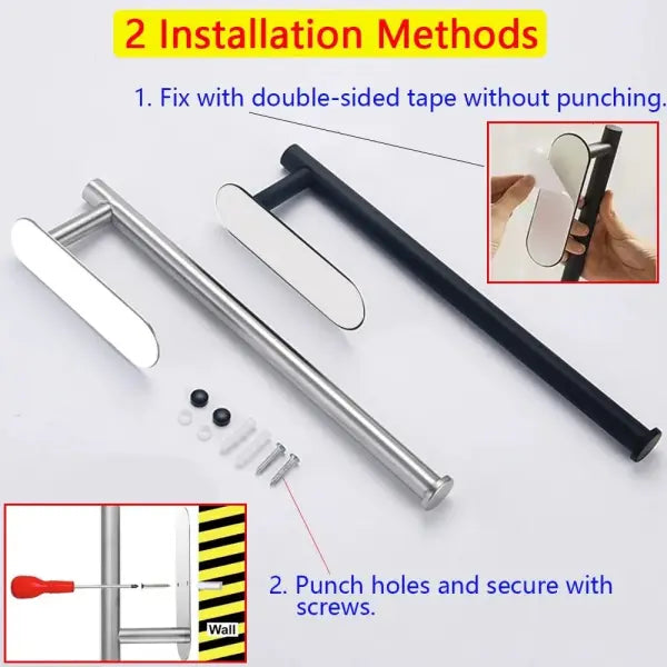 Stainless Steel Kitchen Paper Towel Holder Adhesive Cabinet Rack