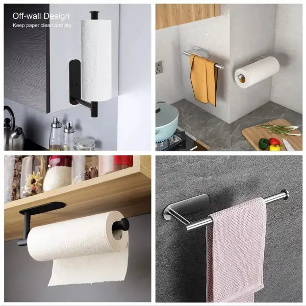 Stainless Steel Kitchen Paper Towel Holder Adhesive Cabinet Rack