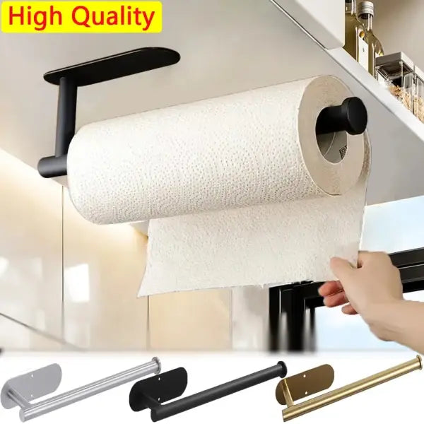 Stainless Steel Kitchen Paper Towel Holder Adhesive Cabinet Rack