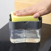 Kitchen Soap Dispenser Press with Cleaning Cloth for Dishwashing - grey