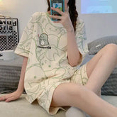 Korean Version Short Sleeves Pajamas Large Size Sweet Student Homewear