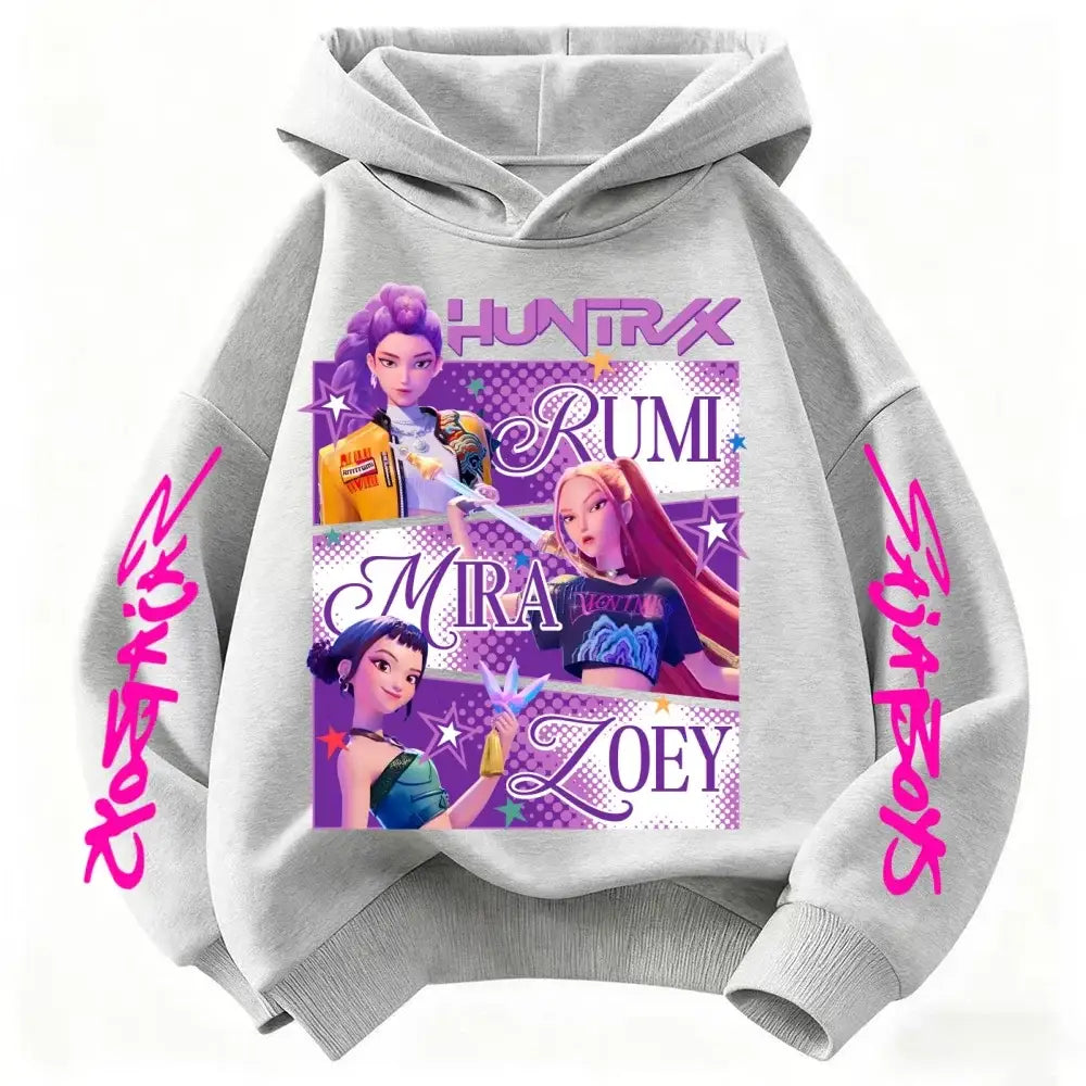 KPop Demon Hunters Huntrix Hoodie Kids Clothes Princess Girls Clothing Fashion Boys Clothes Spring Autumn Sweatshirt