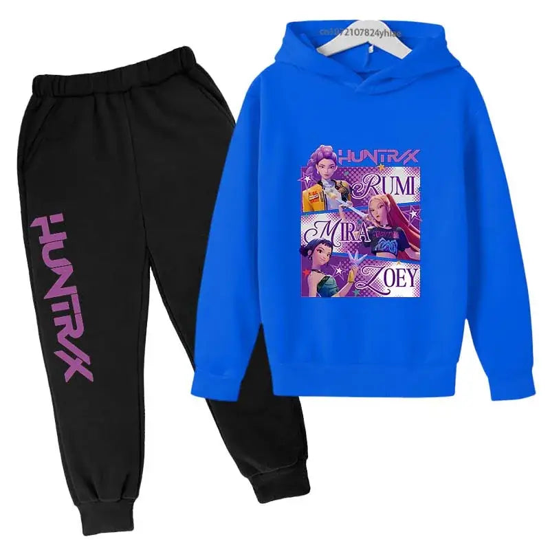 Kpop Demon Hunters Kids New Fashion Cartoon Print 2pcs Hoodie + Pants Sportsuits Casual Outfits Clothes For 2-13 Years