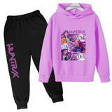 Demon Hunters Kids Fashion Cartoon Print Hoodie Set for Ages 7 to 13 - 8 / 150