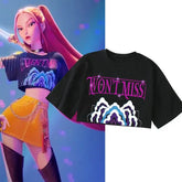 KPop Demon Hunters Mira Crop Tops T-Shirt Women Girls Fashion Demon Hunters Cosplay Shirt for Fans Gift Y2k Tops