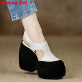 Krazing Pot Cow Leather Superstar High Thick Bottom Summer Shoe Casual Increase Luxury Party Modern Brand Platform