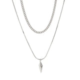 KunJoe 2pcs Set Vintage Geometric Metal Rivet Pendant Necklaces