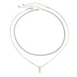 KunJoe 2pcs Set Vintage Geometric Metal Rivet Pendant Necklaces