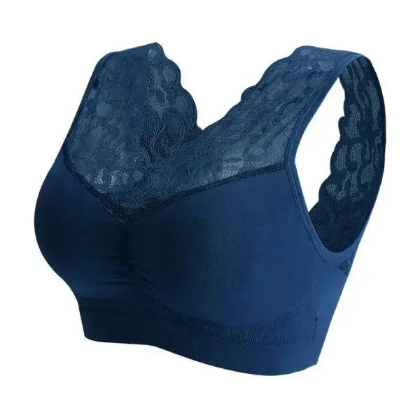 Lace Wireless Push-Up Sports Bra for Ultimate Comfort and Style - blue / XL 80-100kg
