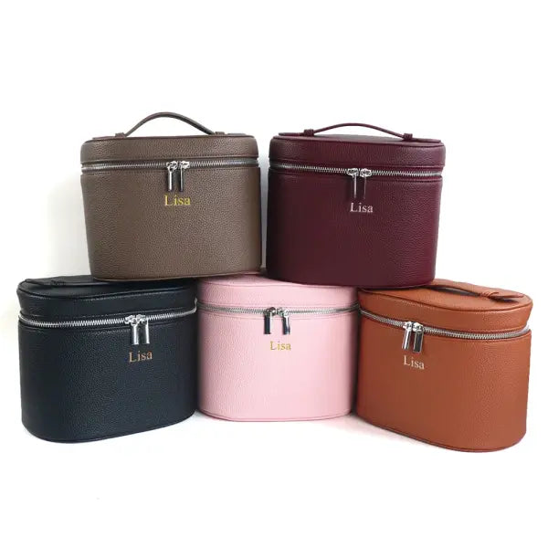 Cosmetic box with internal storage and customizable letters