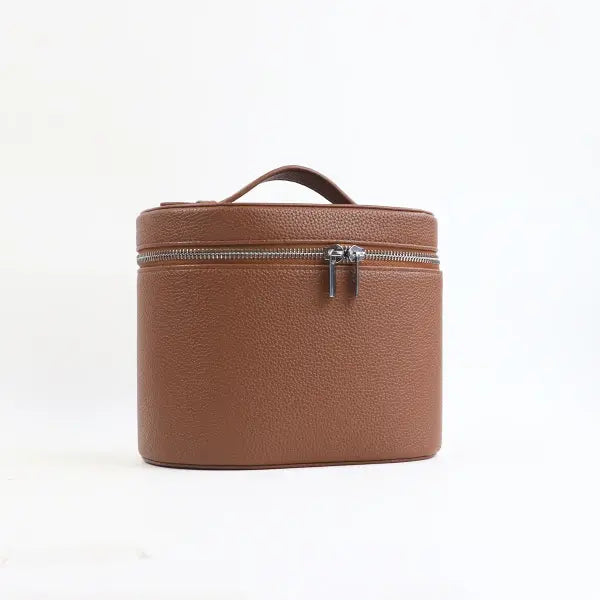 Cosmetic box with internal storage and customizable letters - brown
