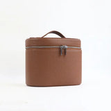 Cosmetic box with internal storage and customizable letters - brown