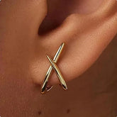 LATS Gold Cross Stud Earrings for Women – Dainty Minimalist Fashion Jewelry Party & Gift - 661984