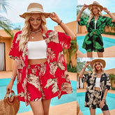Leaves Print Casual Holiday 2-Piece Suit for Summer Wear - Himpall