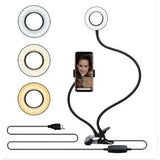 LED Selfie Ring Light for Live Adjustable Makeup Light-8cm Stand - Black