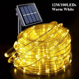 Waterproof LED Solar String Lights Tube Rope Outdoor Decoration - 12M Warm White