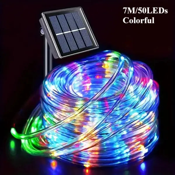 Waterproof LED Solar String Lights Tube Rope Outdoor Decoration - 12M Colorful