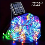 Waterproof LED Solar String Lights Tube Rope Outdoor Decoration - 12M Colorful