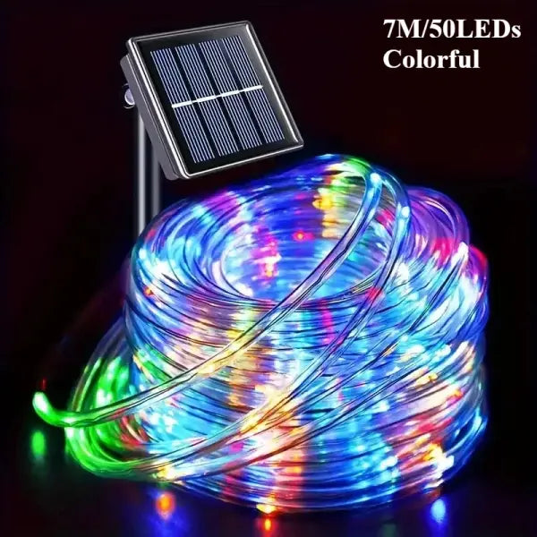 Waterproof LED Solar String Lights Tube Rope Outdoor Decoration - 7M Colorful