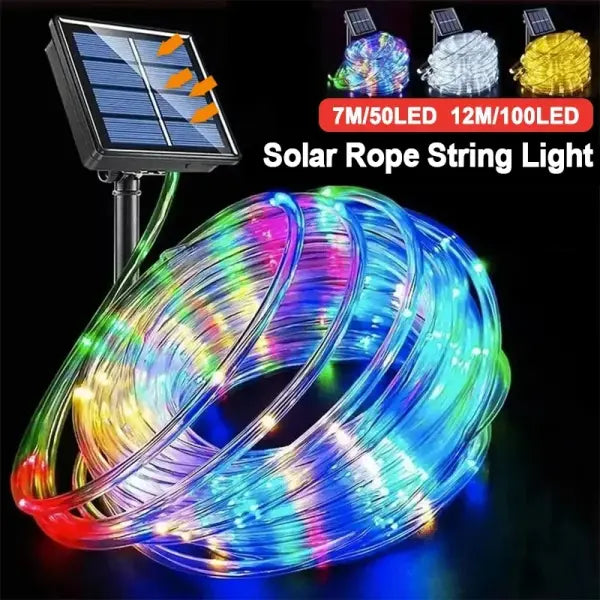 Waterproof LED Solar String Lights Tube Rope Outdoor Decoration