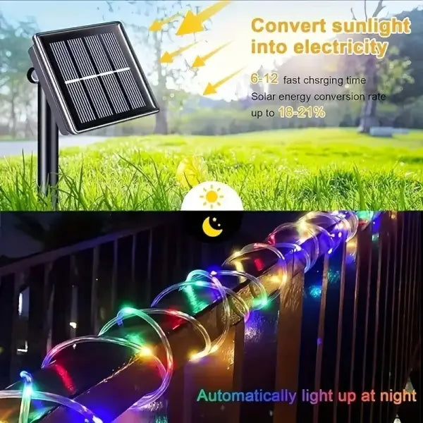 Waterproof LED Solar String Lights Tube Rope Outdoor Decoration