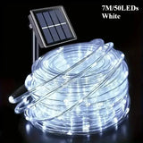 Waterproof LED Solar String Lights Tube Rope Outdoor Decoration - 7M White