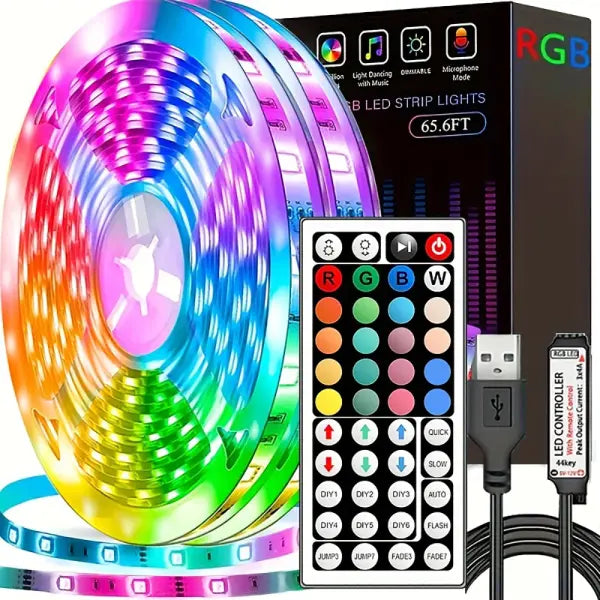 Led Strip Lights with 44 Key Remote Control 1m 5m 10m 20m RGB Tape Led Wall Room for Home Bedroom Party Decor TV