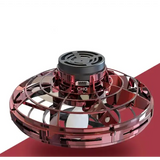 LED UFO drone interactive mini flying toy with metallic red finish