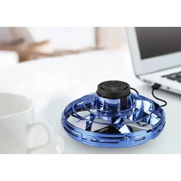 Blue LED UFO drone interactive mini flying toy with lights