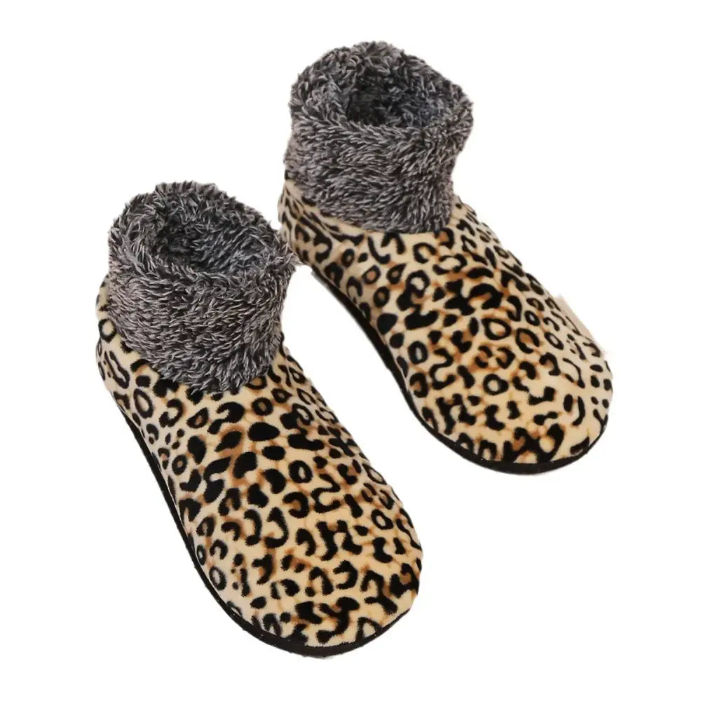 leopard Print Fall and Winter Floor Socks Home Warm Women Men Socks Snow Socks Sleep Carpet Socks Slippers Socks Womens