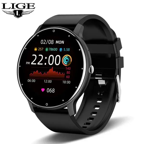 LIGE Smart Watch with Health Tracking and Distance Tracker - black