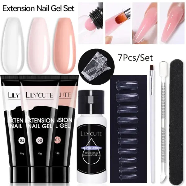 7Pcs Set 15ml Clear Quick Extension Nail Gel Kit - 7Pcs Set 05