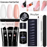 7Pcs Set 15ml Clear Quick Extension Nail Gel Kit