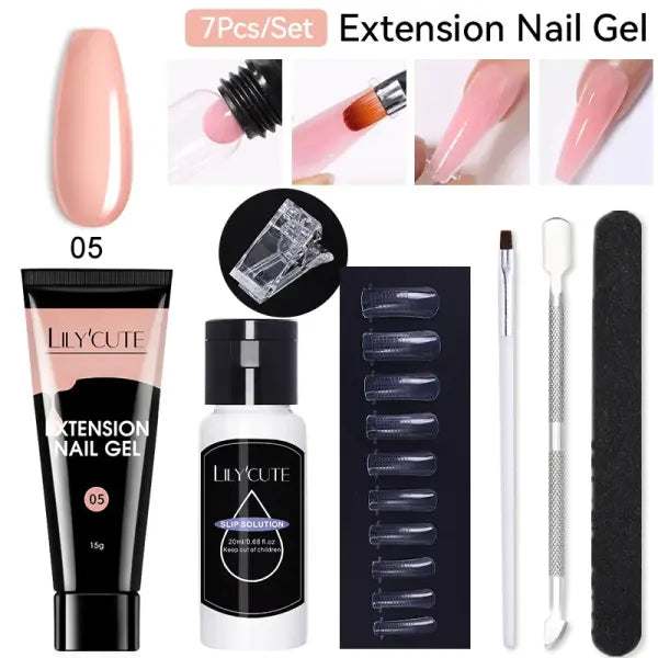 7Pcs Set 15ml Clear Quick Extension Nail Gel Kit - 7Pcs Set 05