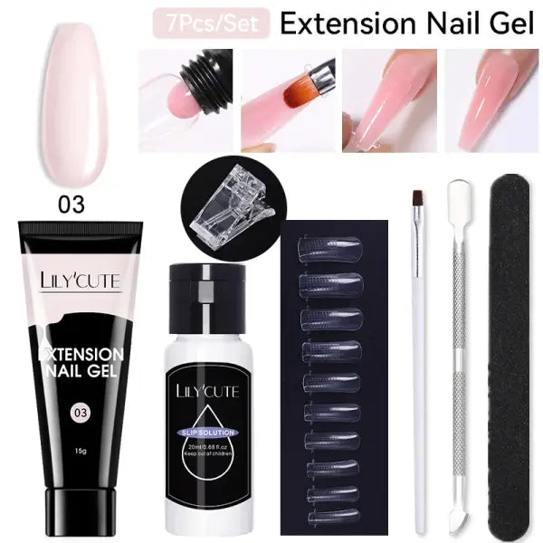 7Pcs Set 15ml Clear Quick Extension Nail Gel Kit - 7Pcs Set 05
