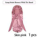Long Satin Bonnet Solid Color Extra Large Sleep Cap With Long Tie Hair Bonnet For Black Women Hair Care Cap For All