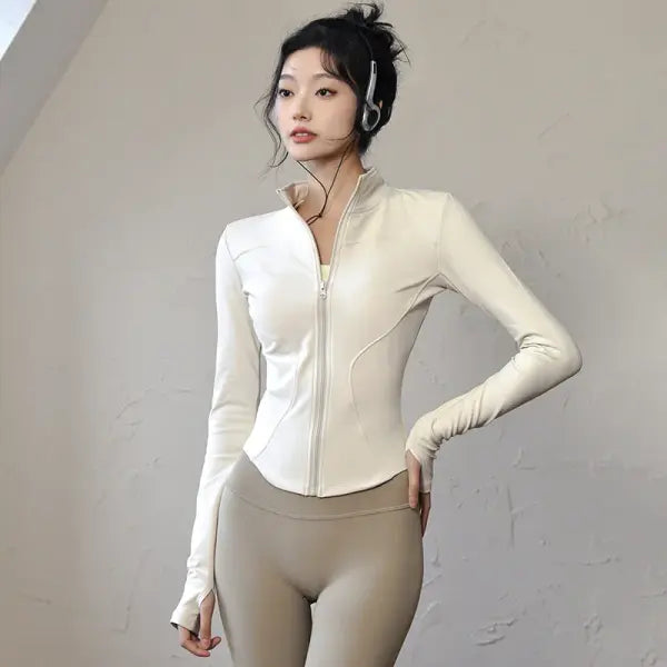 Long Sleeve Sports Jacket for Women Quick Dry Knit Running Outerwear