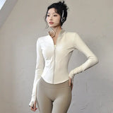 Long Sleeve Sports Jacket for Women Quick Dry Knit Running Outerwear