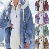 Loose Plush Zipper Hooded Jacket for Women in Autumn and Winter - Himpall
