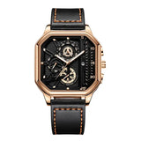 Luxury big dial men square watch with leather band type - C