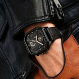 Luxury big dial men square watch with leather band type
